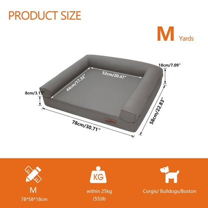 Cama Ortopédica para Cães M-XXL Almofadada em Couro de Microfibra Sofá para Cães de Estimação Impermeável Cama Calmante com Capa Removível Fácil de Limpar