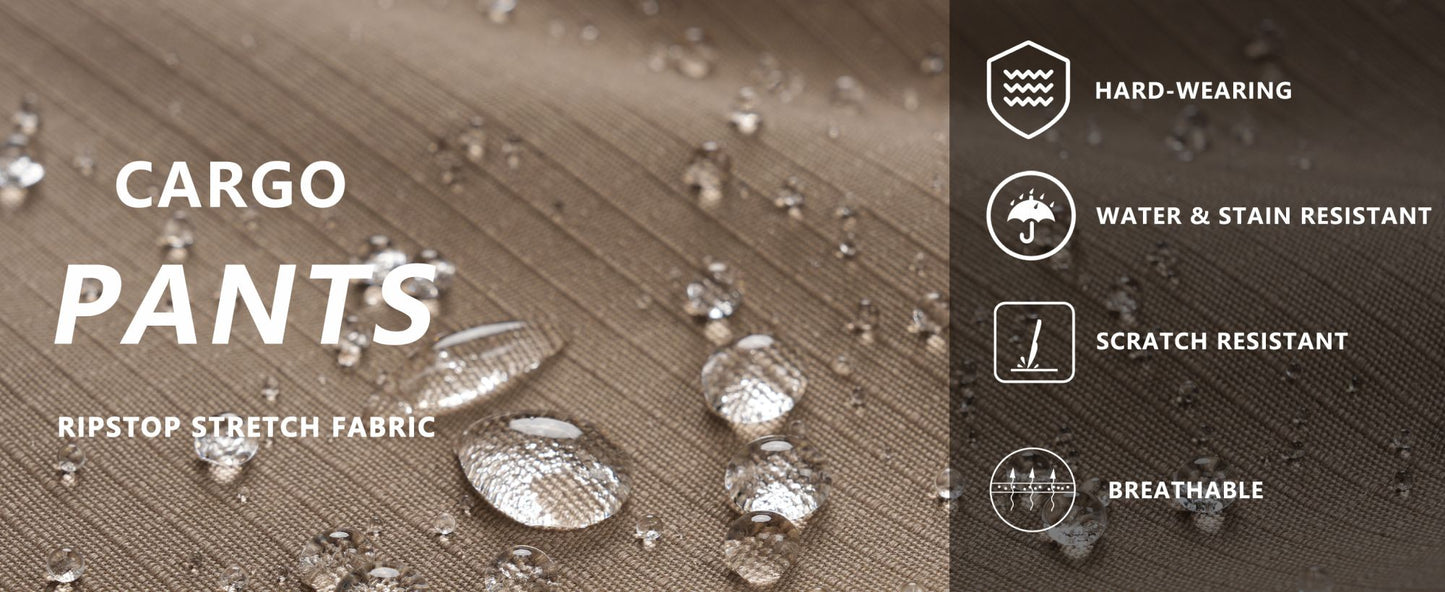 TACVASEN Mens Lightweight Hiking Pants Waterproof Ripstop Lightweight Breathable Stretch Work Tactical Outdoor Trousers 8 Pocket