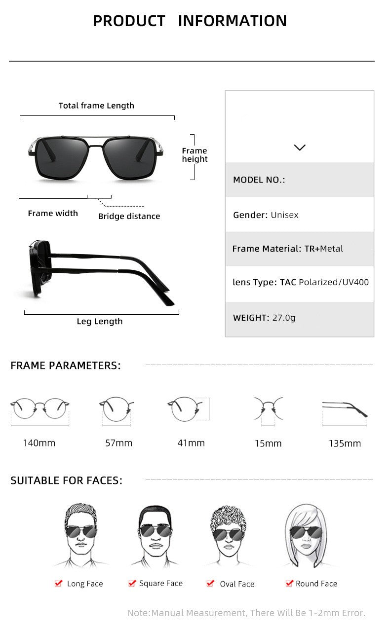 MIZHO Brand Tony Stark Iron Man Sunglasses For Men Driving Fashion COOL High Quality Driving Polarized Sun Glasses UV Protection