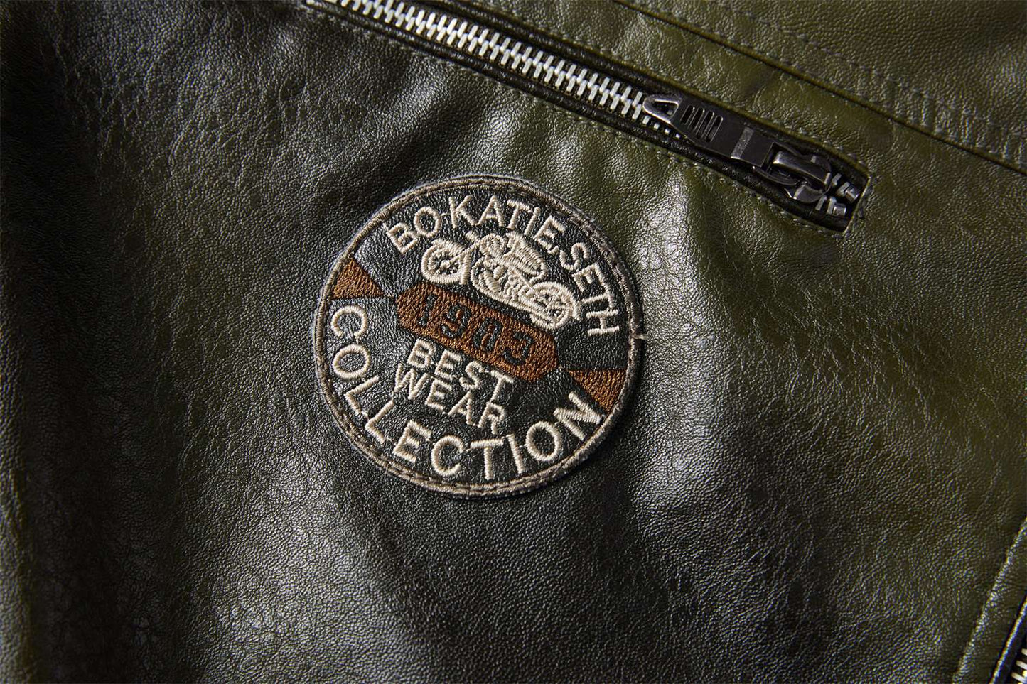 Modern PU Leather Motorcycle Biker Jacket Pilot Coat with Fleece Lining Tough Guy Men's Stylish Riding