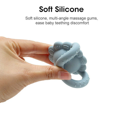 Mordedor de urso 2025 chocalho de leão para bebê com sino de girassol mordedor de silicone brinquedo de 0 a 1 ano brinquedo musical para bebê mordedor para bebê