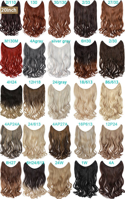 BENEHAIR Cabelo Sintético com Fio Invisível Sem Clipes Extensões de Cabelo Linha Secreta de Pesca Apliques de Cabelo Falso Para Mulheres