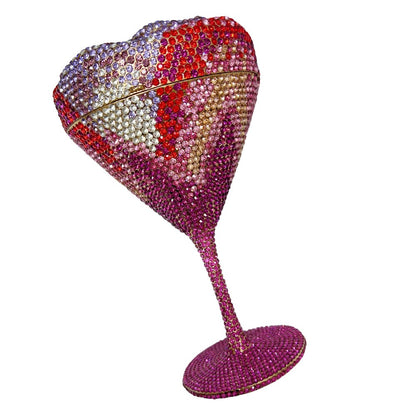 XIYUAN Women Luxury Branded Martini Crystal Evening Bag Elegant Cup Diamond Bridal Handbag Wedding Party Purses Lady Gift Clutch