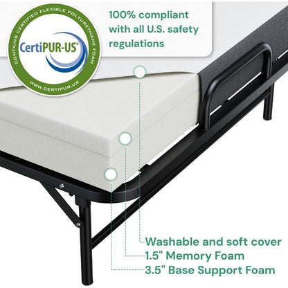 Folding Bed 75" x 31" with Mattress, Rollaway Guest Portable Foldable Extra Bed for Adults, Fold up Bed with 5" Memory