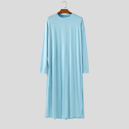 INCERUN Men Sets Solid Color Long Sleeve Long Style T Shirt & Pants Two Pieces Sets Loose Streetwear Fashion Casual Men Suits