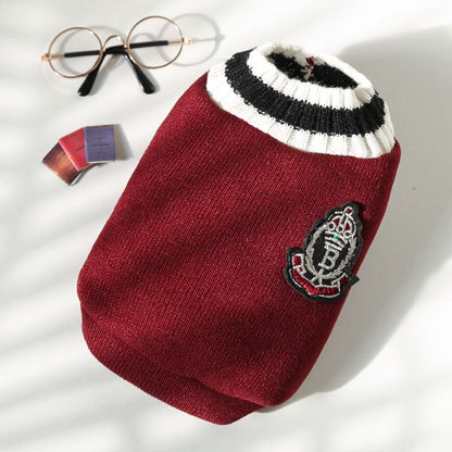 Suéter de Inverno Quentinho para Cães Estilo Colegial Gola V Tricô para Filhotes de Pequeno Porte Colete Roupinhas Jaqueta para Gatinhos