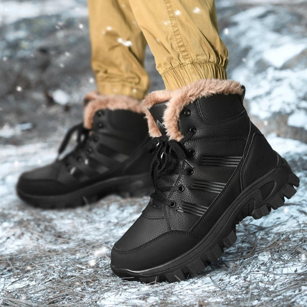 Men Winter Snow Boots Super Warm Men Hiking Boots High Quality Waterproof Leather High Top Big Size Men's Boots Outdoor Sneakers