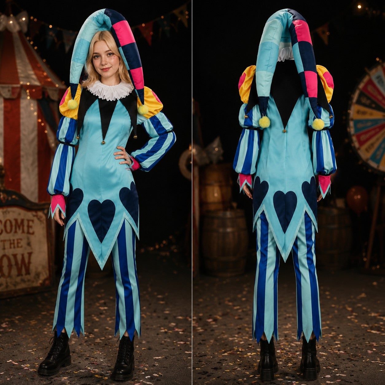 Hazbin Hotel Fizzarolli Cosplay Costume The Amazing Digital Circus Pomni Pierrot Harlequin Clown Outfit Halloween Party Costume