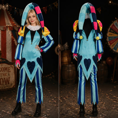 Hazbin Hotel Fizzarolli Cosplay Costume The Amazing Digital Circus Pomni Pierrot Harlequin Clown Outfit Halloween Party Costume