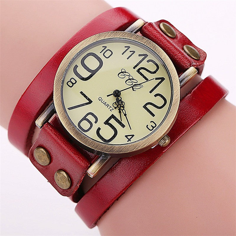 Casual Arabic Dial Unisex Watches Vintage Long Leather Band Women Quartz Watch Men's Wristwatches