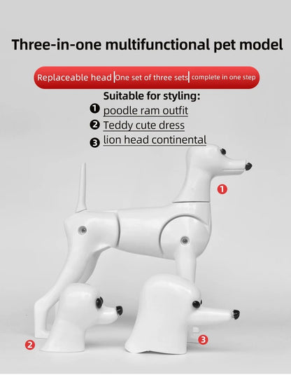 Modelo de Cachorro Falso para Tosadores Novo Modelo Três em Um Cabeça de Treinamento em Formato de Poodle Teddy Ram Cachorro de Modelo de Pelo Falso para Tosar