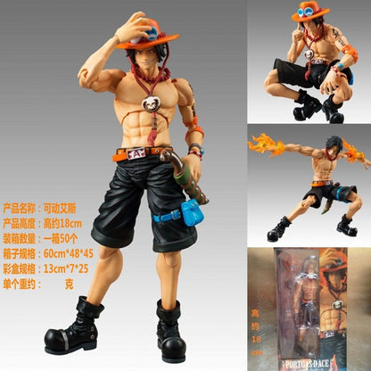 Anime One Piece Action Figure Zoro Luffy Ace Modelo Articulado Estátua Colecionável