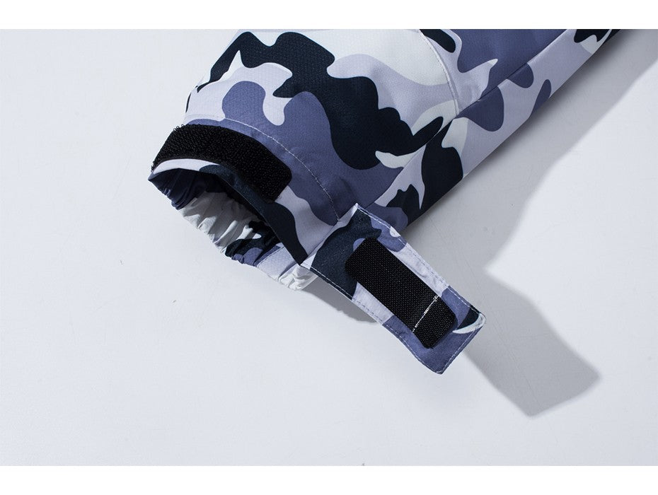 MAGCOMSEN Fleece Ski Jacket Men's Hooded Waterproof Thermal Thick Warm Camo Parka Removable Hooded Coats Winter Snowboard Anorak