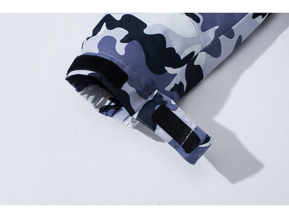 MAGCOMSEN Fleece Ski Jacket Men's Hooded Waterproof Thermal Thick Warm Camo Parka Removable Hooded Coats Winter Snowboard Anorak