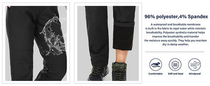 TRVLWEGO Winter Men Camping Hiking Pants Tactic Travel Soft Shell Warm Waterproof Fleece Windproof Outdoor Trekking Trousers