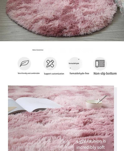 Tie-Dye Oval Living Room Rug Comfortable Soft Home Decor Floor Cushion Sofa Eend Table Bedroom Fluffy Non-Slip Plush Bed Rug