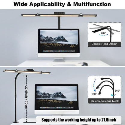 Led Desk Lamp with Clamp Architect Desk Lamp for Home Office 24W Ultra Bright Auto Dimming PC Light Stepless Dimming Table Light