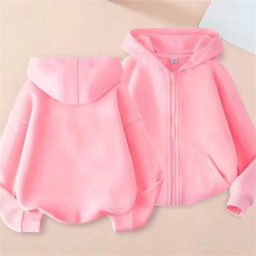 Children tops Zipper style Hoodies Coat Boy black Girls Pink Age 3-12 Kids Sweatshirt festival festival gifts Solid color