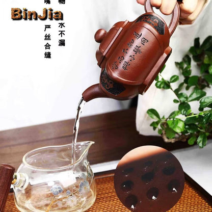 Bule de Chá de Argila Roxa Yixing de 360ml Famoso Bule Feito à Mão Antigo e Deteriorado Bule de Lama Dicaoqing Conjunto Chinês Zisha Coleção Presente