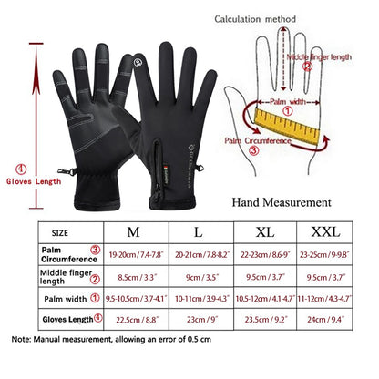 Luvas de Motocicleta Inverno Térmicas Forradas com Lã Inverno Pele Amigável Ciclismo Impermeável Antiderrapante Tela Sensível ao Toque Luva de Esqui Quente