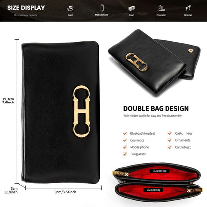 Fashionable Luxury Design 2024 Women's Solid Color Rectangular Handbag Business Party Letter Design Card Bag