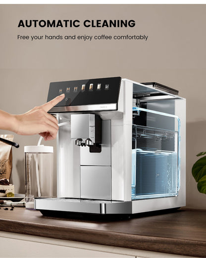Máquina de Café Expresso Automática Mcilpoog M3 – Espumador e Reservatório de Leite Integrados, 7 Variedades de Café, Tela Sensível ao Toque
