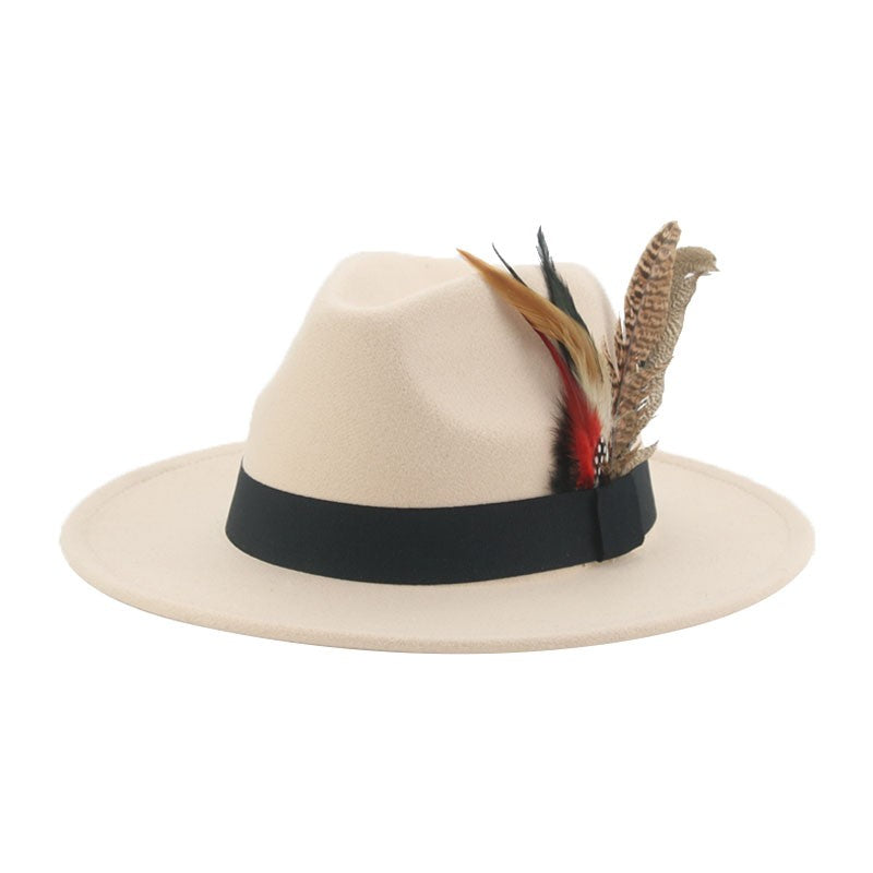 Chapéu Fedora Inverno Feminino Chapéus Masculinos Chapéu de Feltro Pena Luxo Moda Casual Decoração Casamento Homens Mulheres Fedora Chapeau Femme Touca