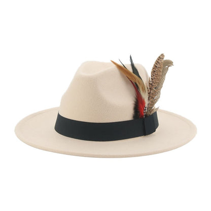 Chapéu Fedora Inverno Feminino Chapéus Masculinos Chapéu de Feltro Pena Luxo Moda Casual Decoração Casamento Homens Mulheres Fedora Chapeau Femme Touca