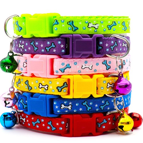 100Pcs Dog Collar With Bells Adjustable customize Necklace Puppy Kitten Collar Accessories Pet Shop Products Rabbit Neck Strap