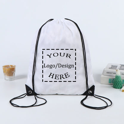 20/50Pcs Custom Bag Printing Logo Schoolbag Promotional Outdoor Casual Gym Sport Waterproof Advertising Bag Drawstring Backpack