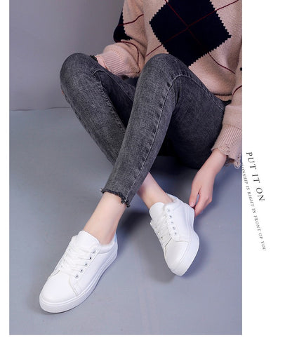 Tênis Feminino de Inverno, Quente, Pelúcia, Sola Vulcanizada, Plataforma, Algodão, Cadarço, Branco, Com Pelúcia, Casual