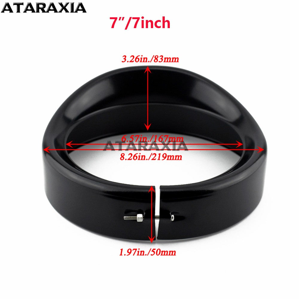 5.75" 4.5" 7inch Farol de neblina para motocicleta, viseira, moldura do farol, anel de acabamento, capa de farol de LED para Harley Softail Fat Boy