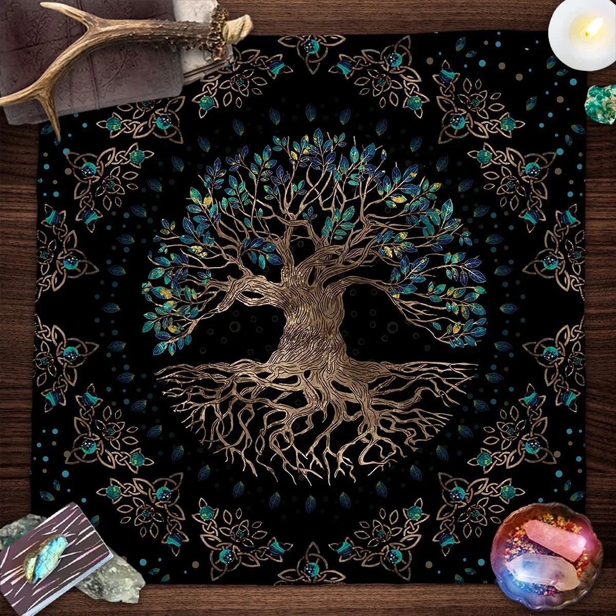 Tree Of Life Tarot Tablecloth Altar Cloth Pagan Spiritual Pendulum Witchcraft Astrology Oracle Card Pads Room Home Decor