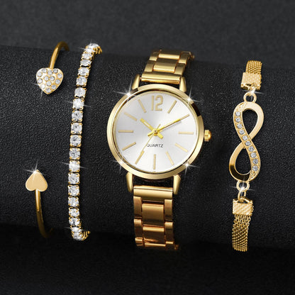 4pcs/set Women's Light Luxury Elegant Quartz Temperament Watch Casual Sports Style Quartz Watch With Bracelet (Box Not Included)