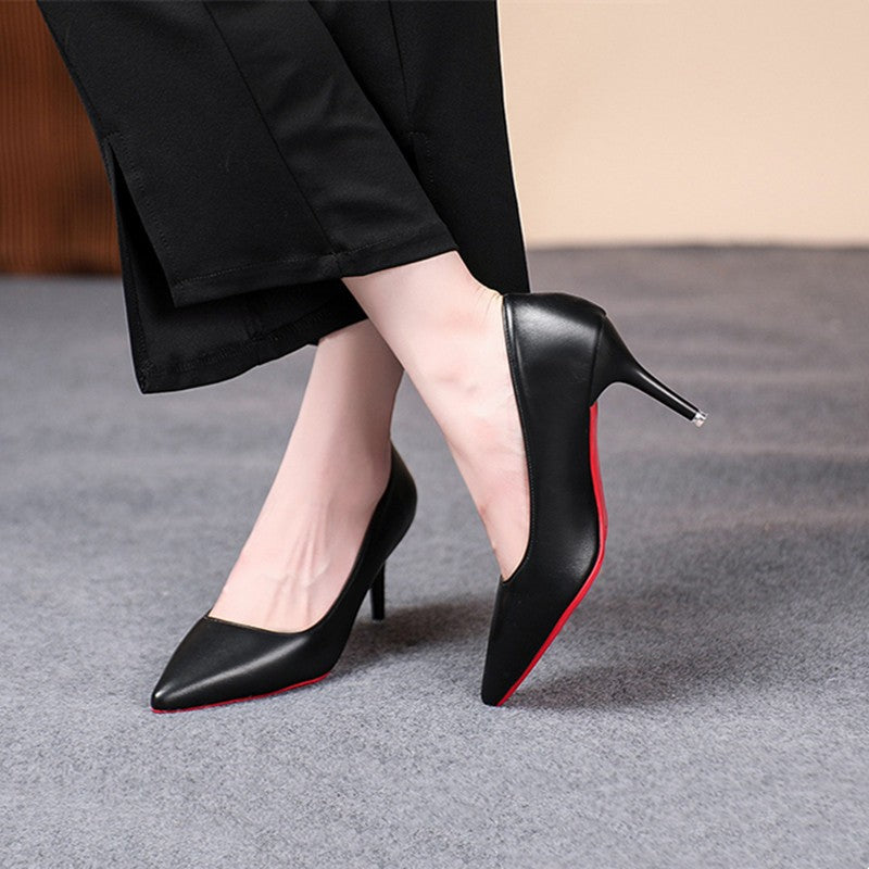Sexy Fashion Red Sole Women's Pumps Matte Leather Stiletto Heels Shoes Classic Black Career Work Dress Shoes Ladies High Heels ?