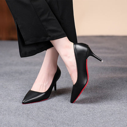 Sexy Fashion Red Sole Women's Pumps Matte Leather Stiletto Heels Shoes Classic Black Career Work Dress Shoes Ladies High Heels ?