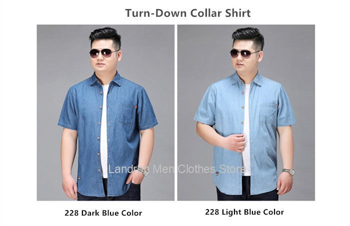 Denim Shirts Men Cotton Short Sleeve Summer Casual Jeans PLus Size 5XL 6XL 7XL Big Thin Boys Loose Blouse 8XL Man Male Camisa