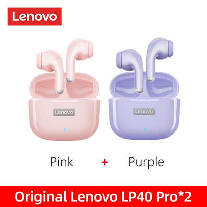 Fone de Ouvido TWS Original Lenovo LP40 Pro 100% Sem Fio Bluetooth 5.1 Esportivo com Redução de Ruído Controle de Toque 250mAh Novo 2022