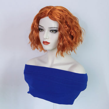 Orange Bob Wig, Fashion Short Curly Synthetic Ginger Hair for Anime Cosplay Wig for Christmas Thanksgiving Day Dress Up Wig