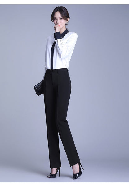 Bla Straight Leg Work Pants Women's Autumn Winter Spring Profional Suit Pants Slimming Formal Long Trousers for Office