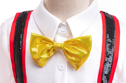Cartoon Mouse Cosplay Costume Bow Tie Top+Short Sleeve Coat+Suspender Shorts for Halloween Carnival Birthday Outfits