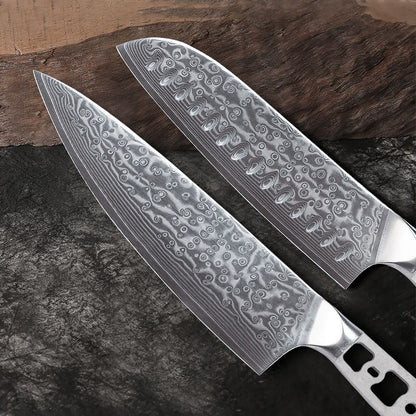 Lâmina Bruta para Facas de Cozinha TURWHO DIY, Aço Damasco 67 Camadas VG10, Faca Japonesa de Chef Santoku Kiritsuke para Fatiar e de Uso Geral