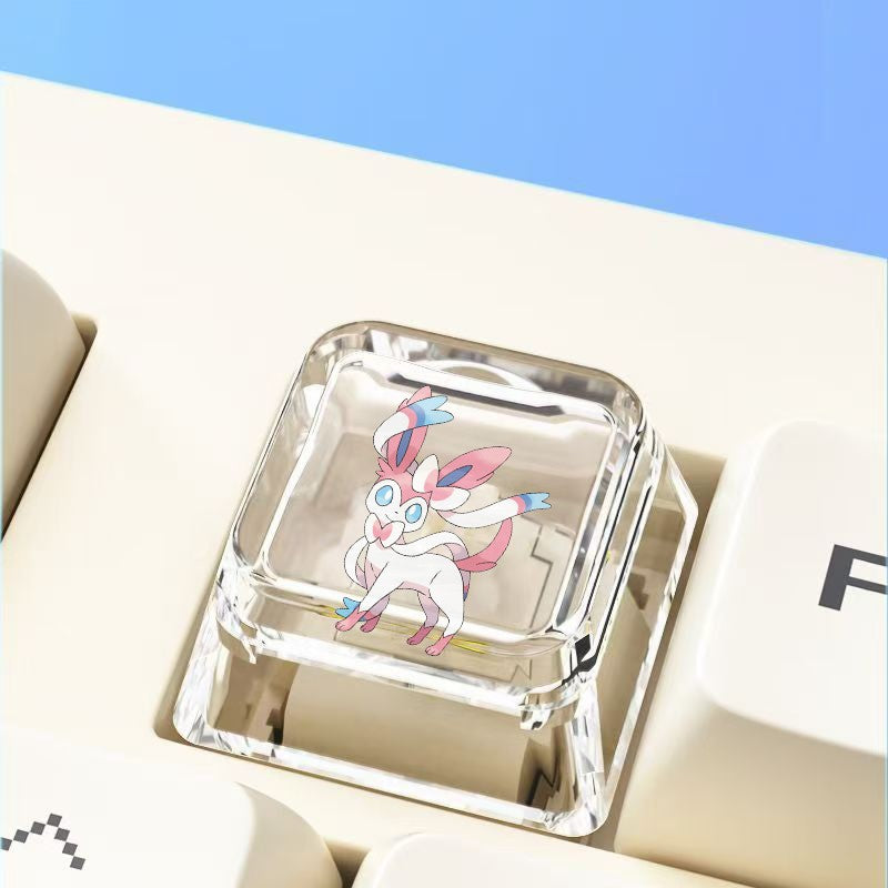 Pokemon Cross mechanical keyboard personalized anime keycap single Charmeleon Blastoise Eevee transparent cartoon keycap