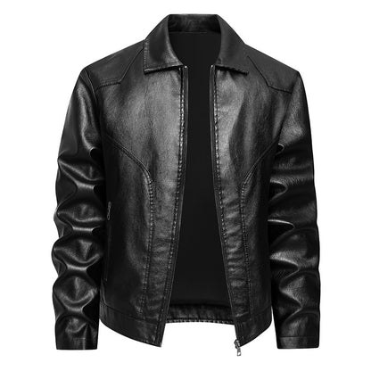 Men's Large Leather Jacket Fashion Collar PU Leather Motorcycle Slimming Cycling Coat New Men Waterproof Leather Jacket