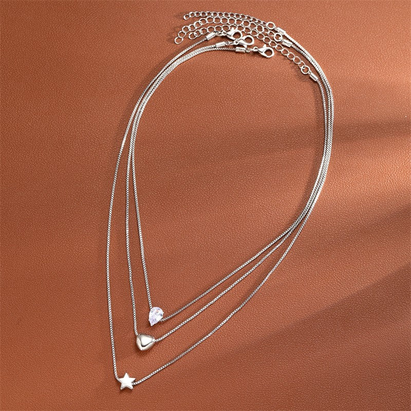 Colar Clássico com Pingente para Mulheres Micro Zircônia Turco Sorte Olhos do Mal Palma Cruz Pérola Multicamadas Corrente de Metal Gargantilha Joias