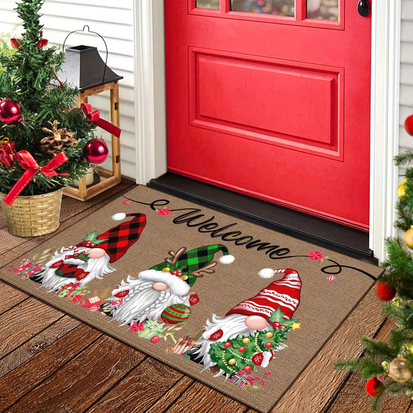 VIKAMA Christmas Elf Living Room & Bedroom Door Mat-Winter Holiday Decor With Anti-Slip Soft Material, Machine Washable