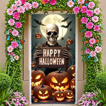 Happy Halloween Celebration Party Decoration Horror Skeleton Spooky Banner For Haunted House Door Cover Home Halloween Lining