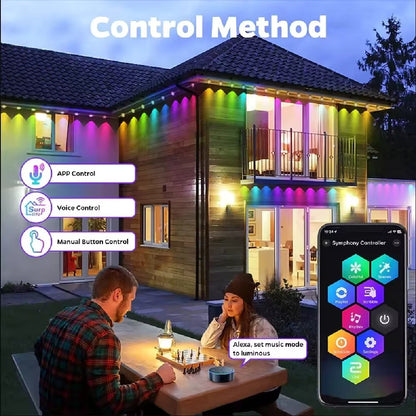 Smart Permanent Outdoor Lights Eaves Lights IP67 Waterproof Light String with App Remote Control Music Sync for House Roof Decor