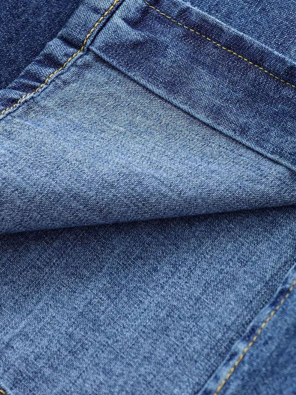 DiYiG  WOMAN 2024 Autumn and Winter New Fashion Lazy Style Denim Shirt Chic Doll Collar Button Versatile Top Blouses Mujer