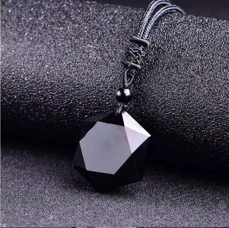Colar com Pingente de Obsidiana Preta Nova Moda Pingente Estrela de Obsidiana Joias de Cristal da Sorte com Corda Grátis Dropshipping